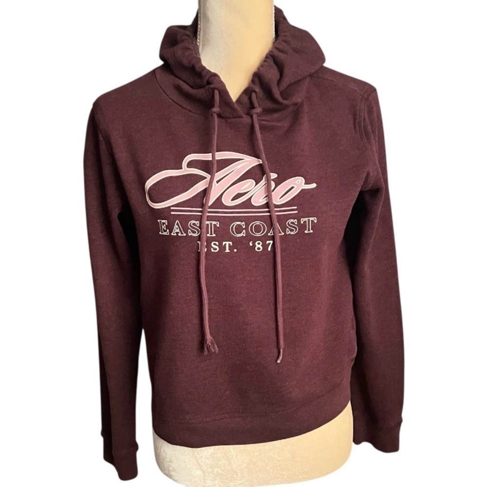 BUNDLE Aeropostale Hoodie Jacket S( burgundy) + Brown Tee XS (NWOT)
